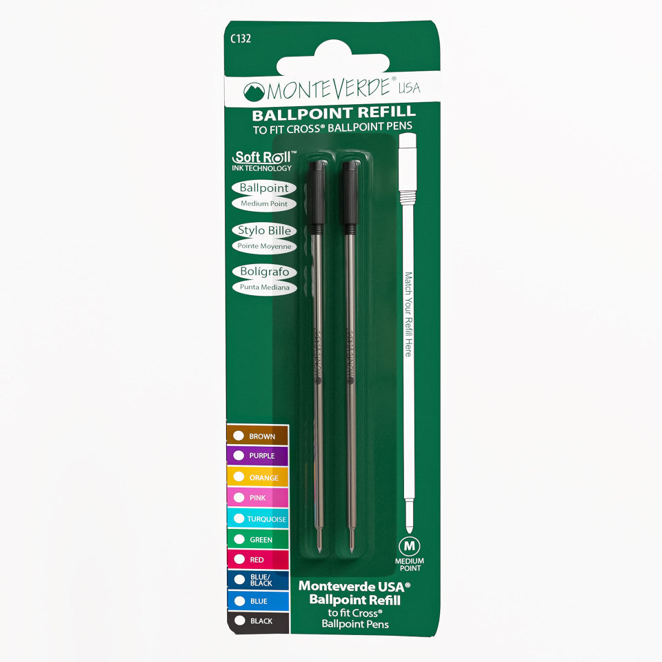 Recambio de Bolígrafo Monteverde USA® compatible con Cross® — Punta Media, Pack 2 (C13)