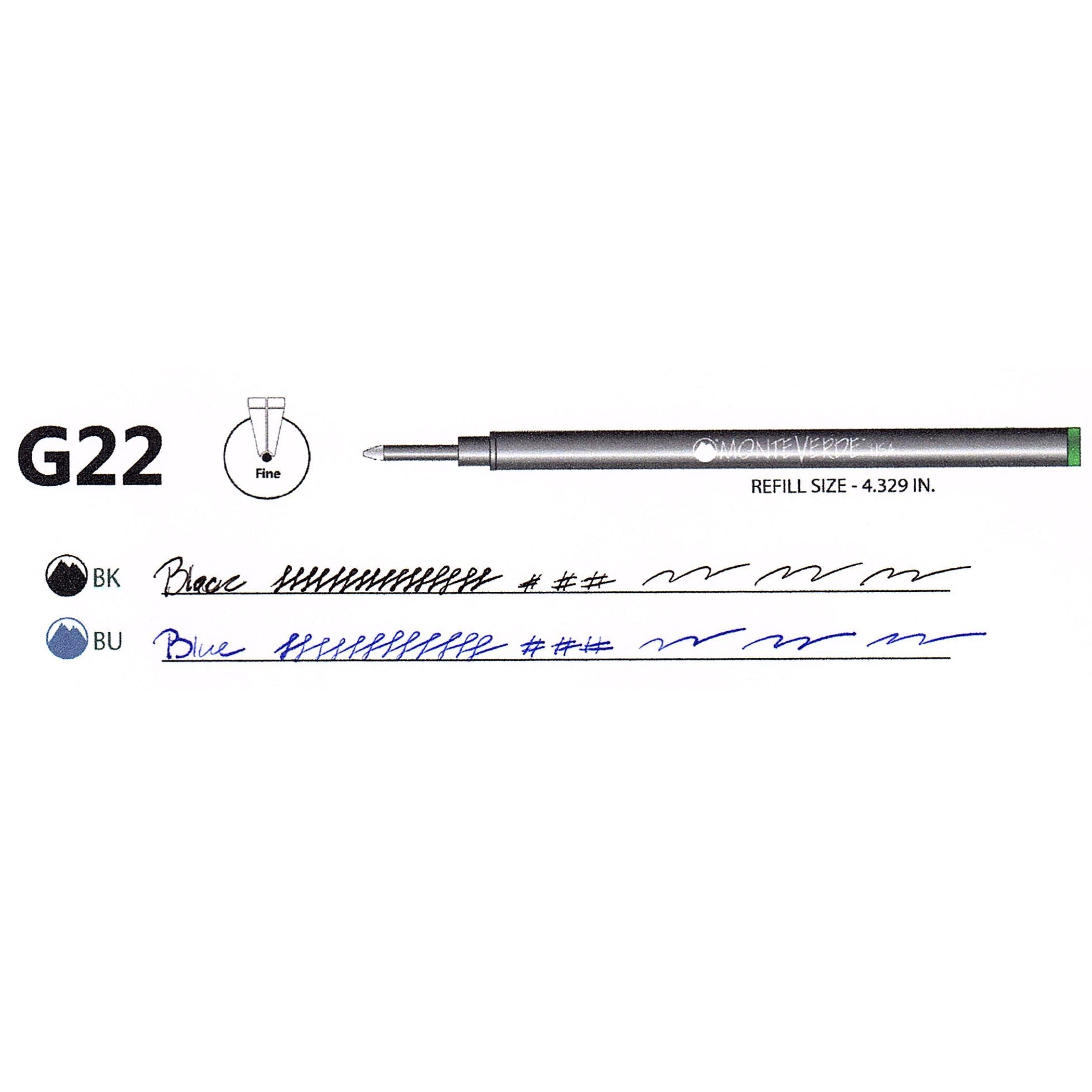 Rollerball Cerámico Monteverde USA® (Tubo Plástico) — Punta Fina, Pack 2 (G22)
