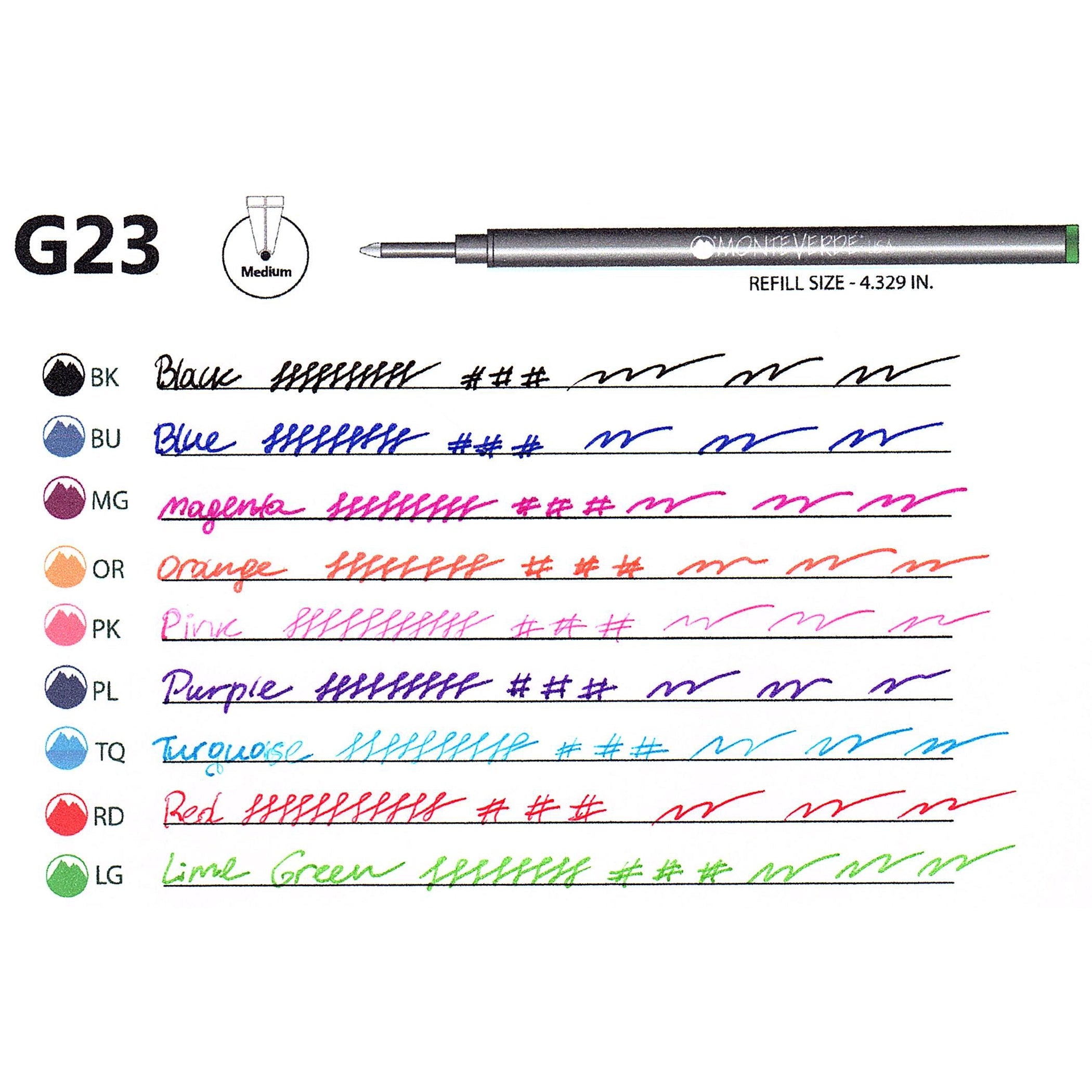 Rollerball Cerámico Monteverde USA® — Cuerpo Resina, Punta Media, Pack 6 (G23)