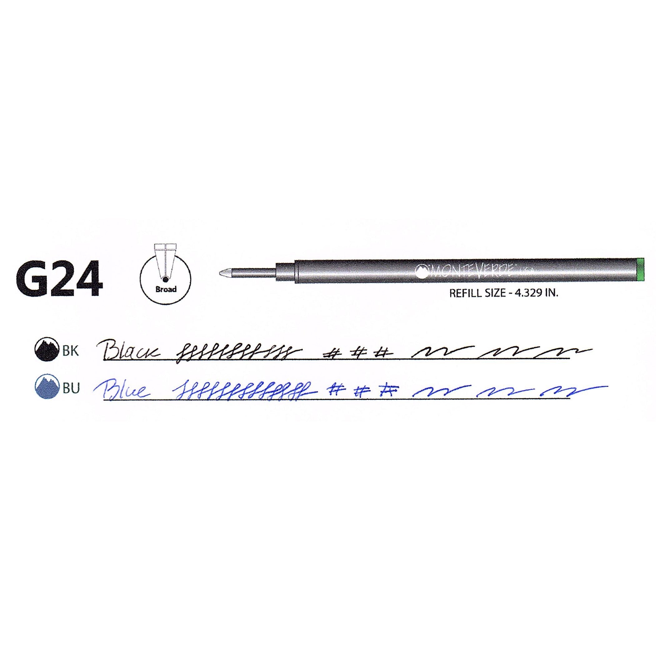 Rollerball Cerámico Monteverde USA® (Tubo Plástico) — Punta Ancha, Pack 2 (G24)