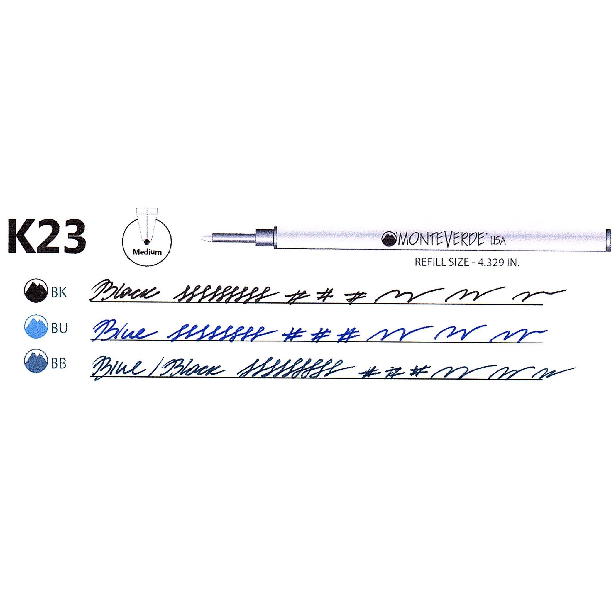 Recambio Rollerball Cerámico Capless Monteverde® compatible con Pelikan® — Punta Media, Pack 6 (K23)