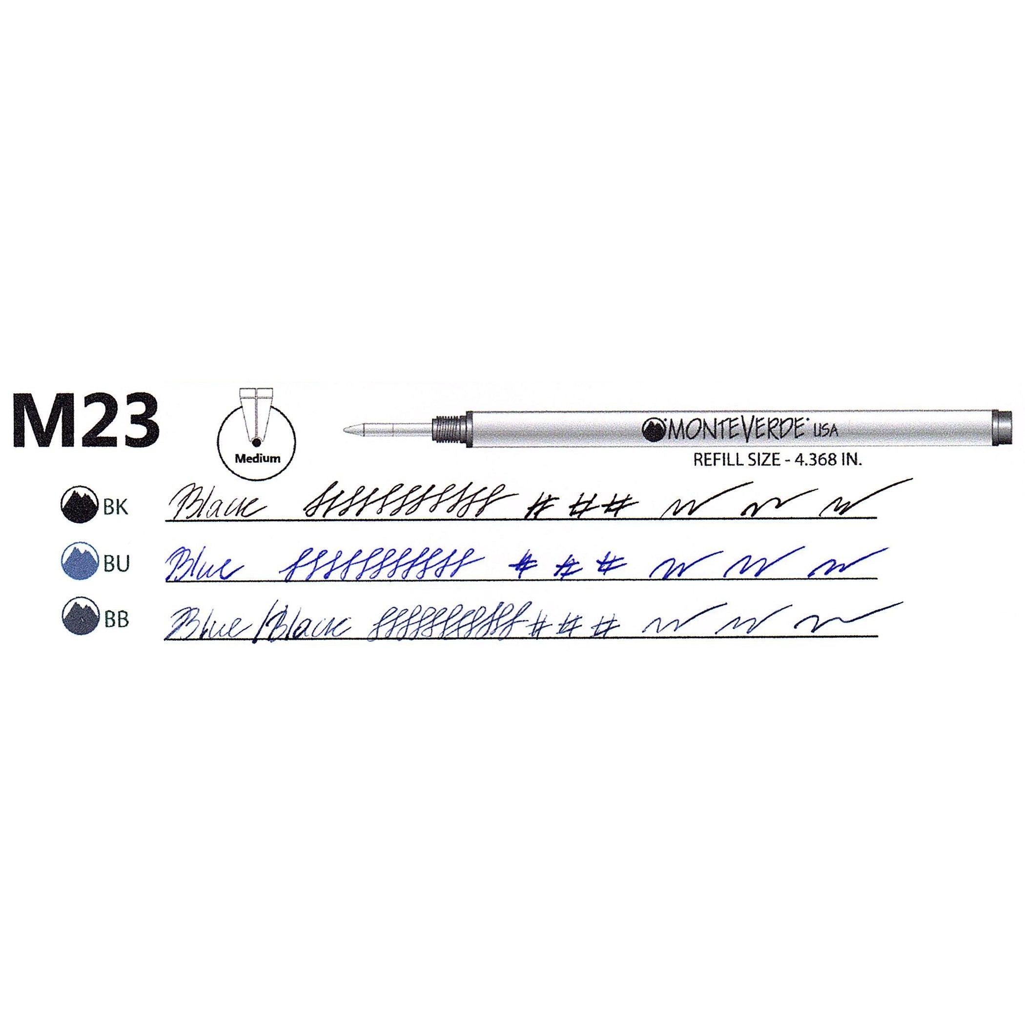 Recambio Rollerball Monteverde® compatible con Montblanc® — Punta Media, Pack 2 (M23)