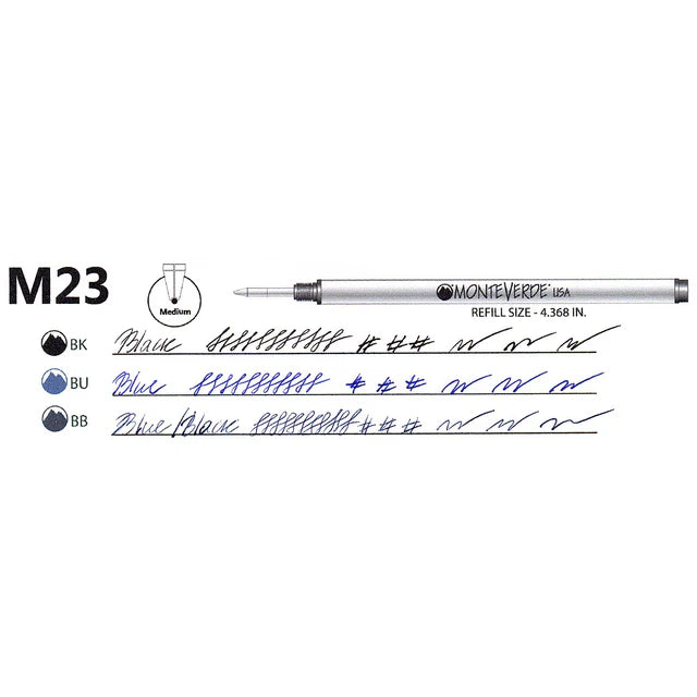 Monteverde® Recambio de Roller para Bolígrafos Montblanc®, Punta Mediana, Paquete de 2, M23