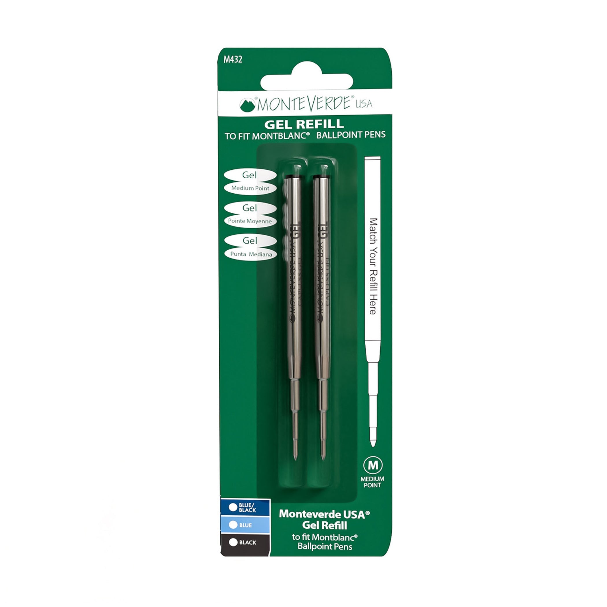 Recambio Gel Capless Monteverde® compatible con Montblanc® - Punta Media, Pack 6 (M43)