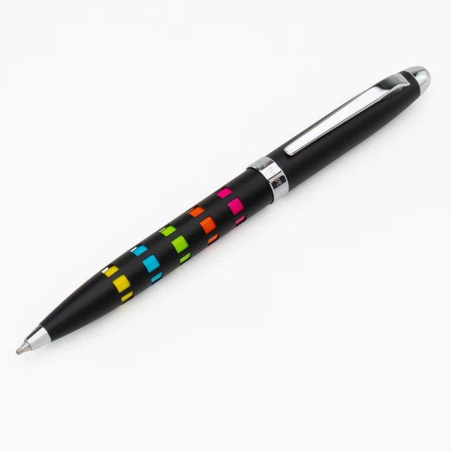 Boligrafo Monteverde USA® Ilusia / Formas Cuadradas Negras y Detalles Negro Mate/cromado