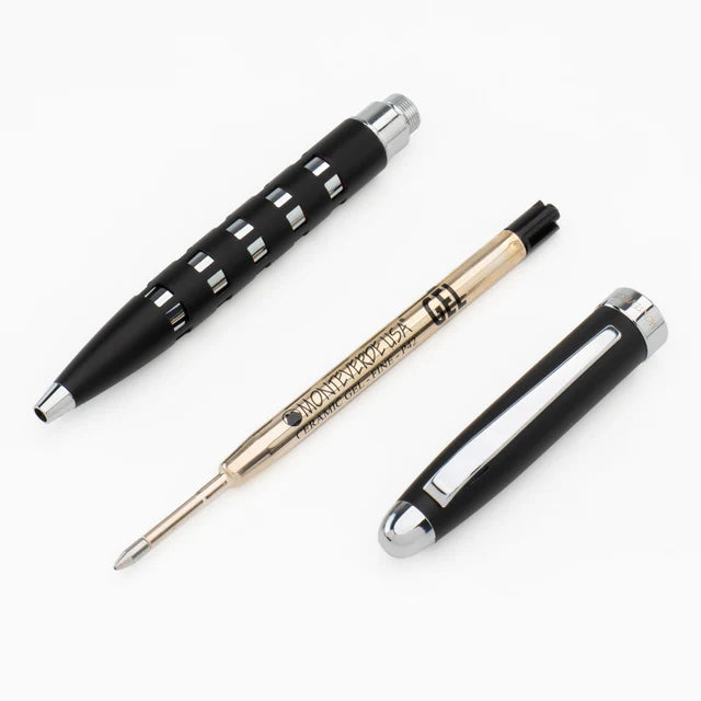 Boligrafo Monteverde USA® Ilusia / Formas Cuadradas Negras y Detalles Negro Mate/cromado