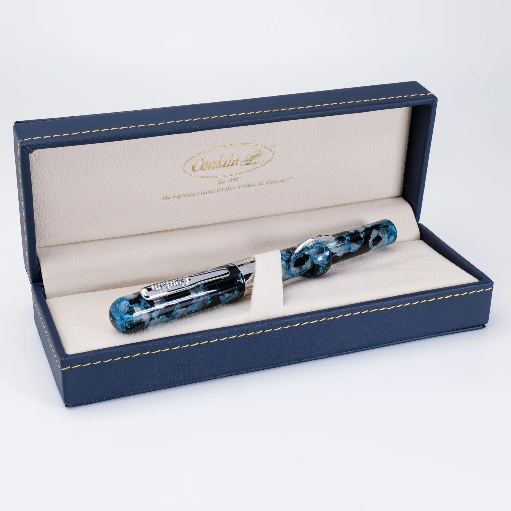 Pluma Fuente Conklin Endura Mark Twain® Vintage Blue/Chrome