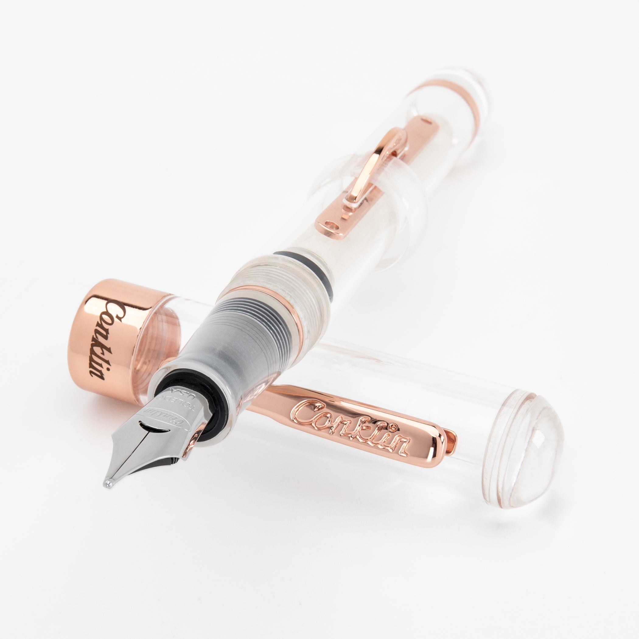 Pluma Fuente Conklin Endura Mark Twain® Clear Rose/Gold