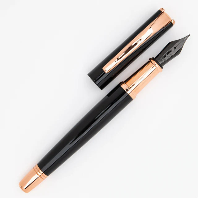 Pluma fuente Monteverde USA® Impressa Negra con Oro Rosa