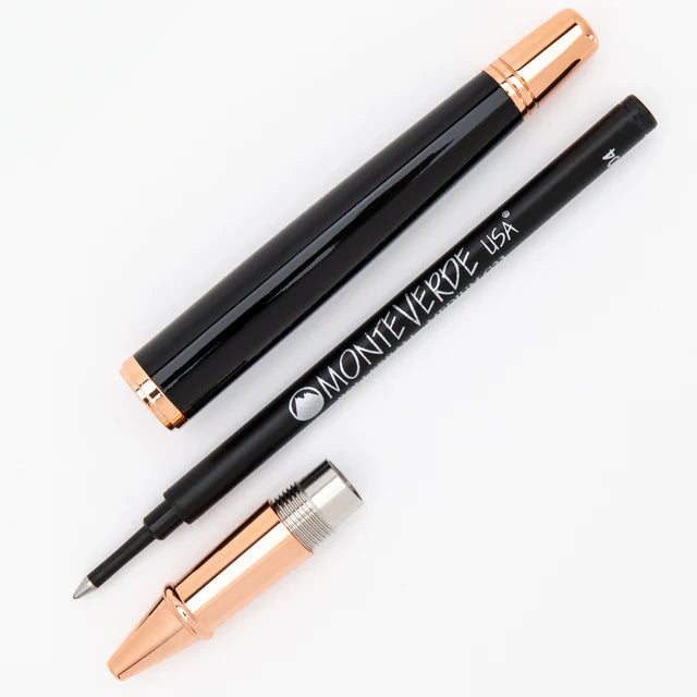Rollerball Monteverde USA® Impressa Negra con Oro Rosa