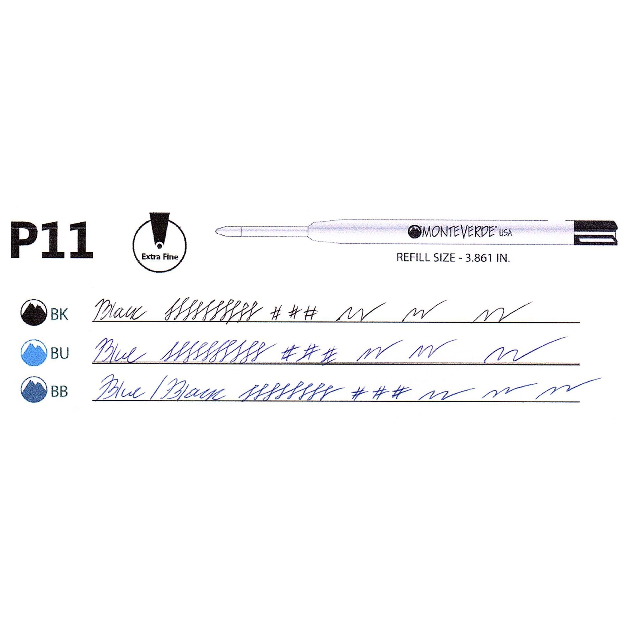 Recambio de Bolígrafo Monteverde USA® compatible con Parker® — Punta Extrafina, Pack 2 (P11)