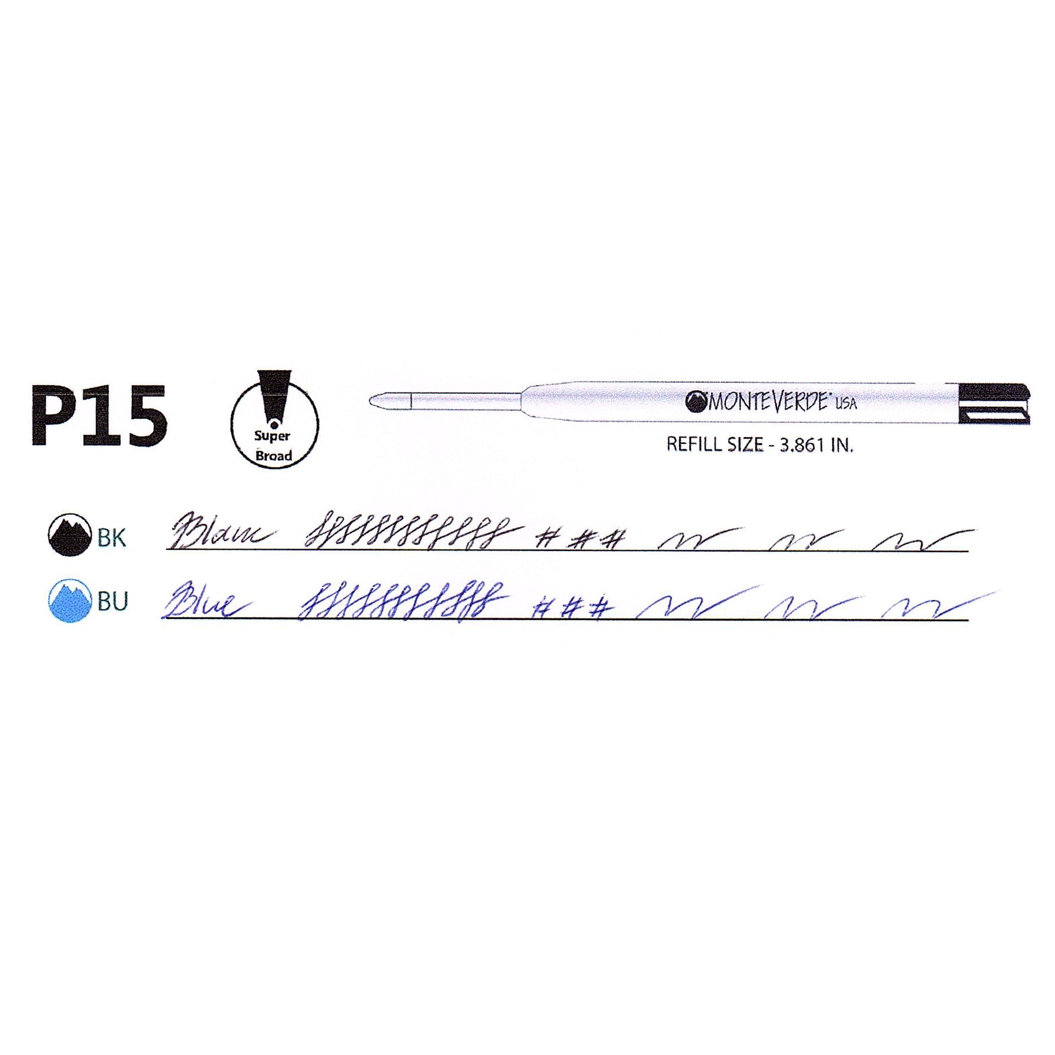 Recambio de Bolígrafo Monteverde® compatible con Parker® — Punta Superancha, Pack 2 (P15)