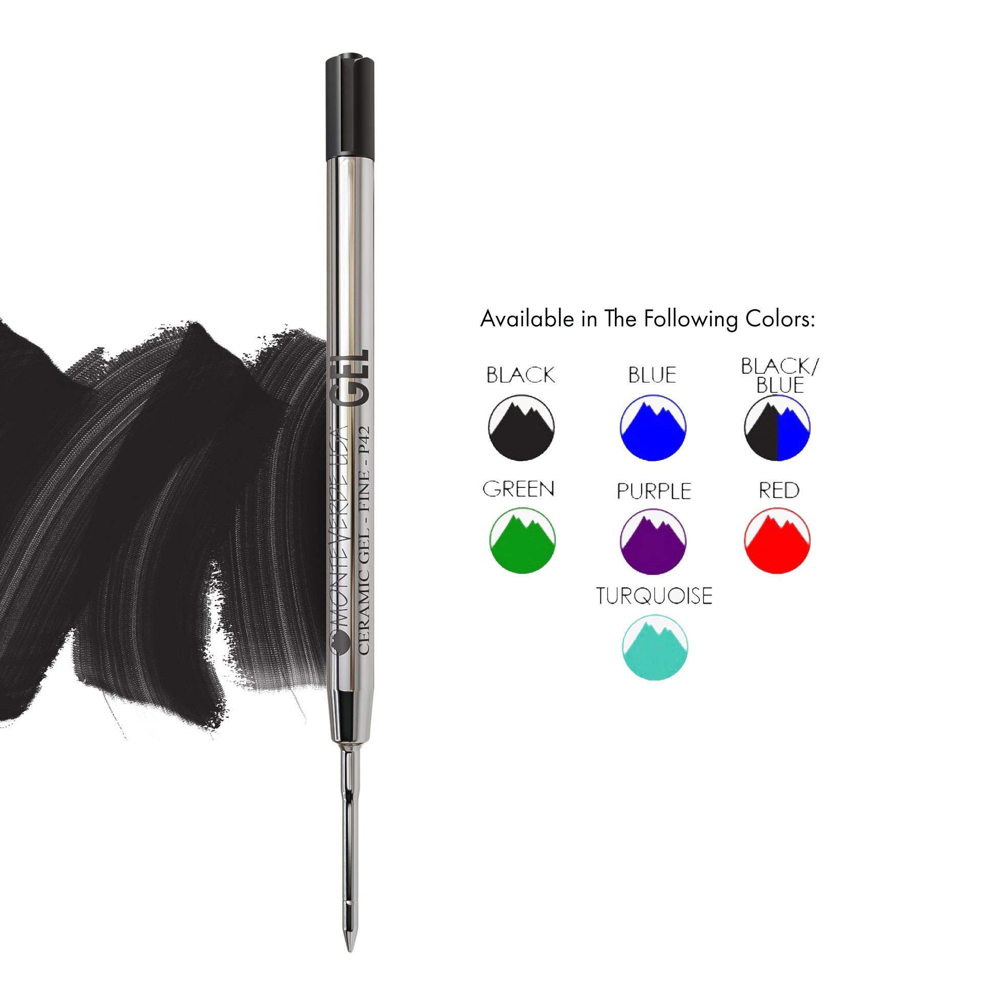 Recambio de Gel Cerámico Capless Monteverde USA® compatible con Parker® — Punta Fina, Pack 2 (P42)