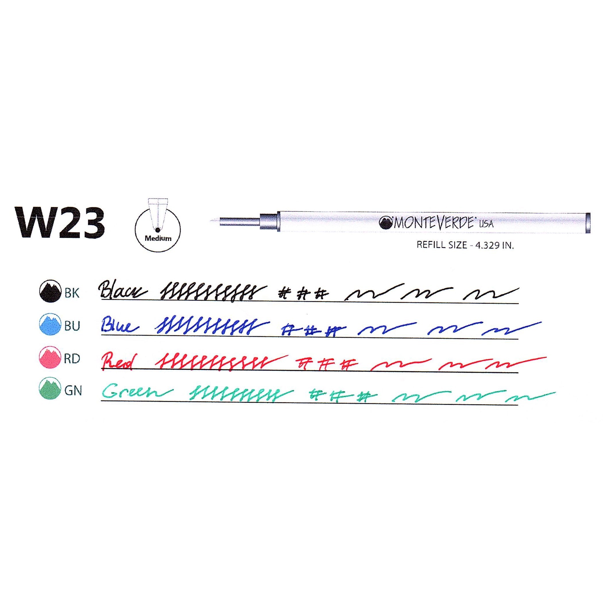 Recambio Rollerball Cerámico Líquido Monteverde USA® — Cuerpo Metálico, Punta Media, Pack 6 (W23)
