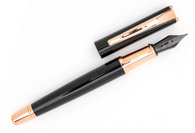 Pluma fuente Monteverde USA® Impressa Negra con Oro Rosa